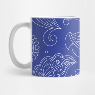 Mandala Pattern Blue and White Halloween Fall Autumn Season Mug